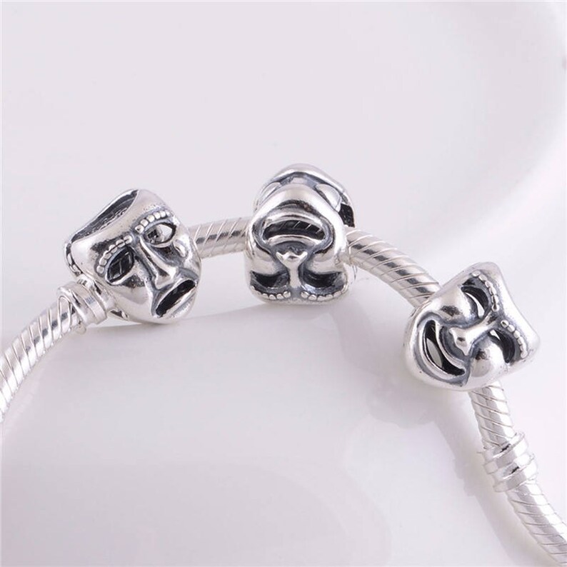 Ciondolo Maschera Teatro Argento Sterling 925 - Per Bracciali O Collane - Foto 3
