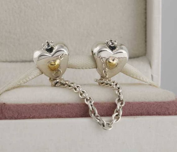 Crown Safety Chain Stopper Charms 925 