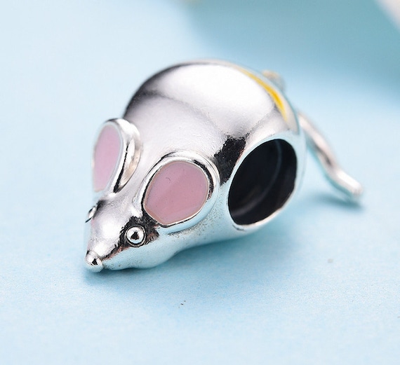 gesmolten basketbal olifant Cute Mouse Charm 100% 925 Sterling Silver With Pink Enamel - Etsy Norway