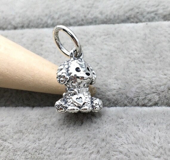 Poodle Puppy Dog Dangle Charm 100% 925 