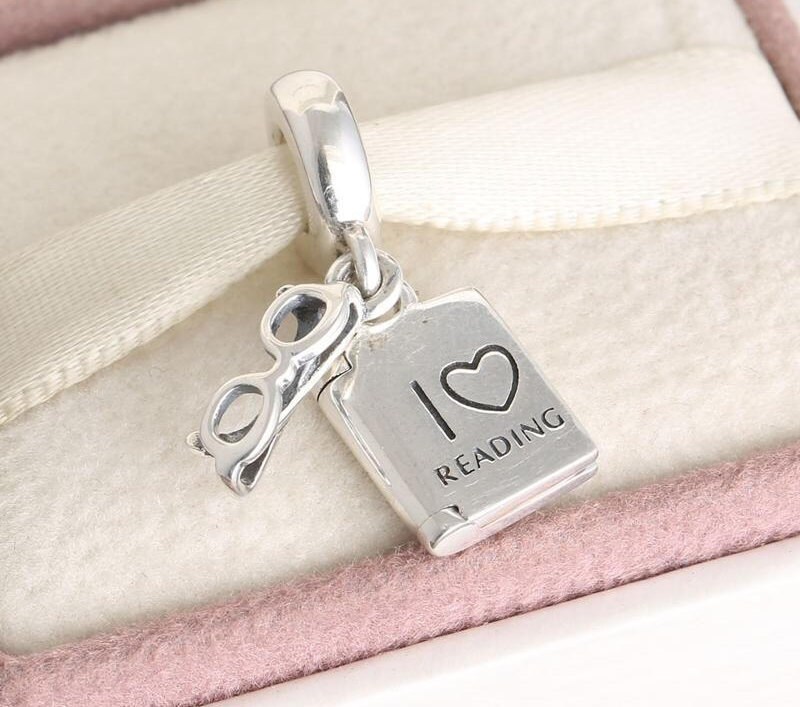 I Love Reading Charm Glasses Frame and Book Pendant 925 | Etsy Italia