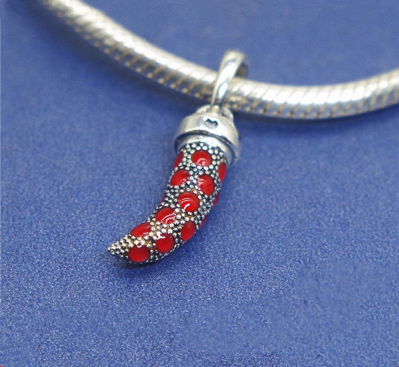 Red Italian Horn Necklace Pendant 100 925 Sterling Silver & Etsy