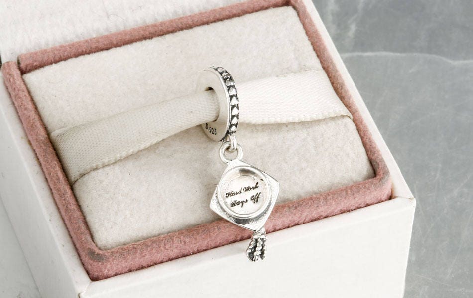 Graduation Hat Charm Hard work pays off Genuine Etsy