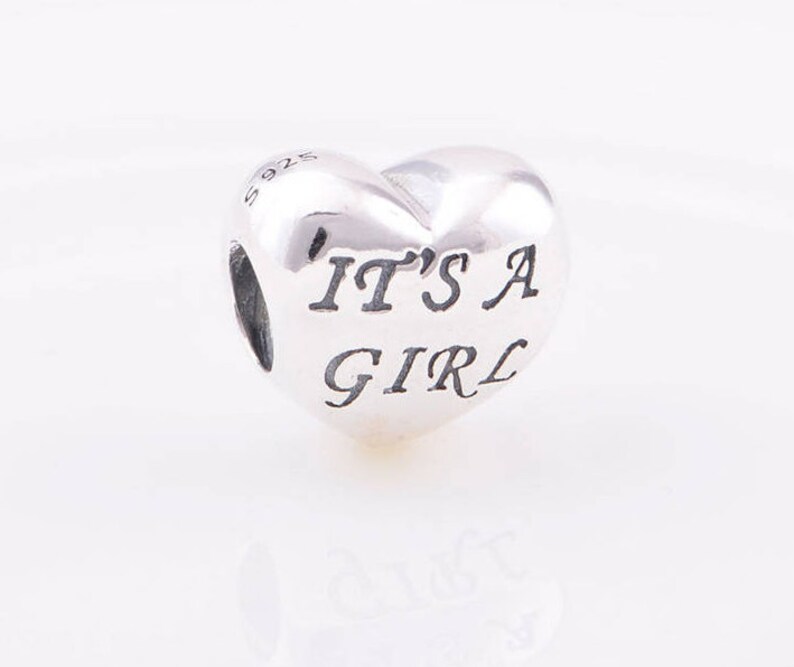 Baby Girl Heart Charm Its a Girl Charm 100 Sterling Silver Etsy