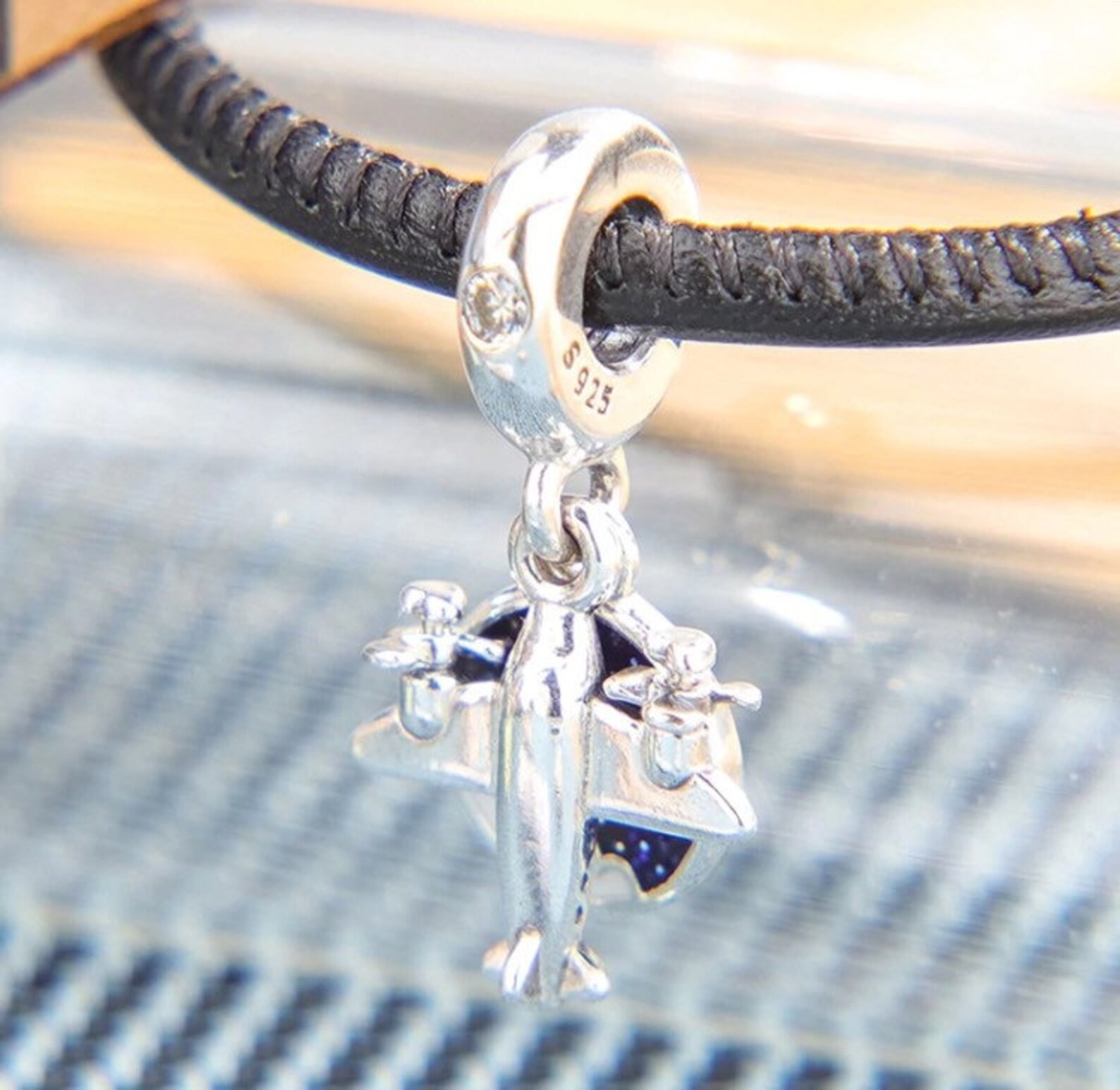 Propeller Plane Dangle Charm 100 925 Sterling Silver & Blue Etsy