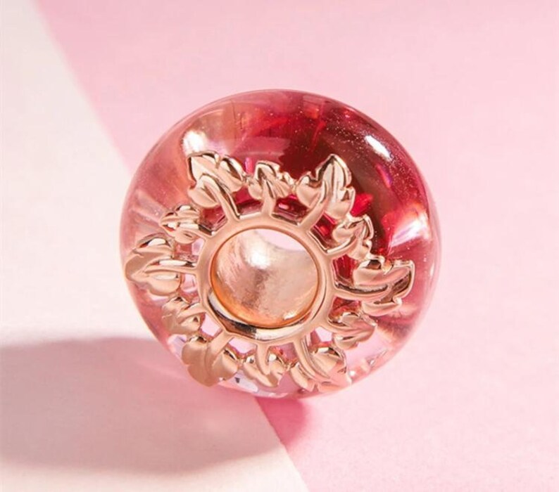 wavy fancy pink murano glass charm