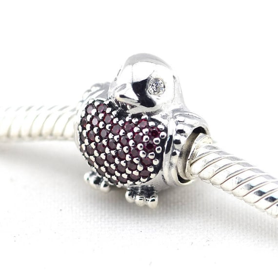 Red Robin Crystal Bird Charm 925 