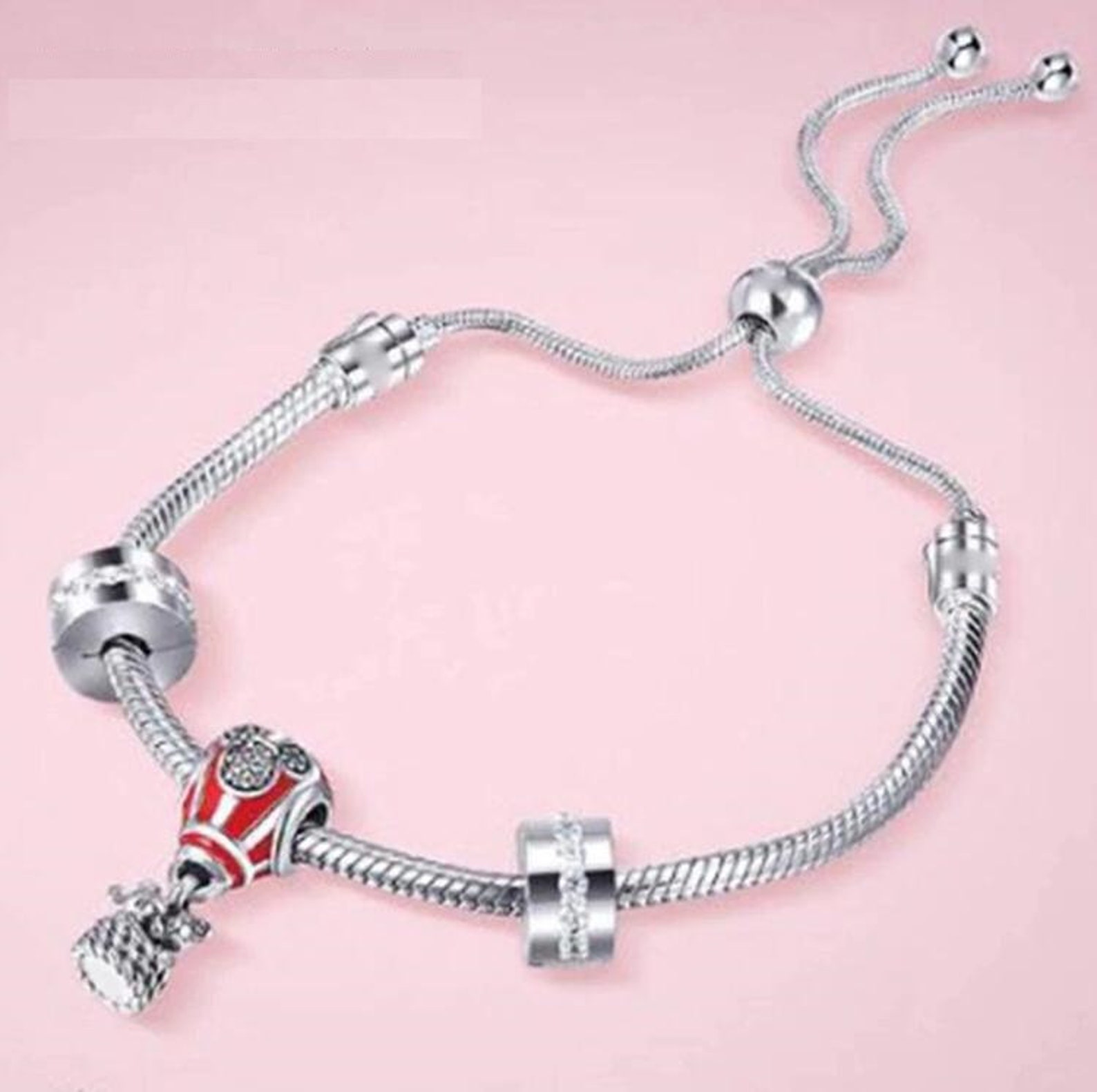 Moments Snake Chain Slider Bracelet With Disney Hot Air Etsy