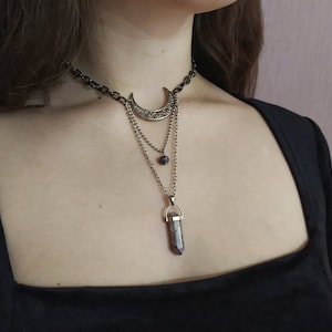 Moon choker Amethyst moon necklace Gothic choker
