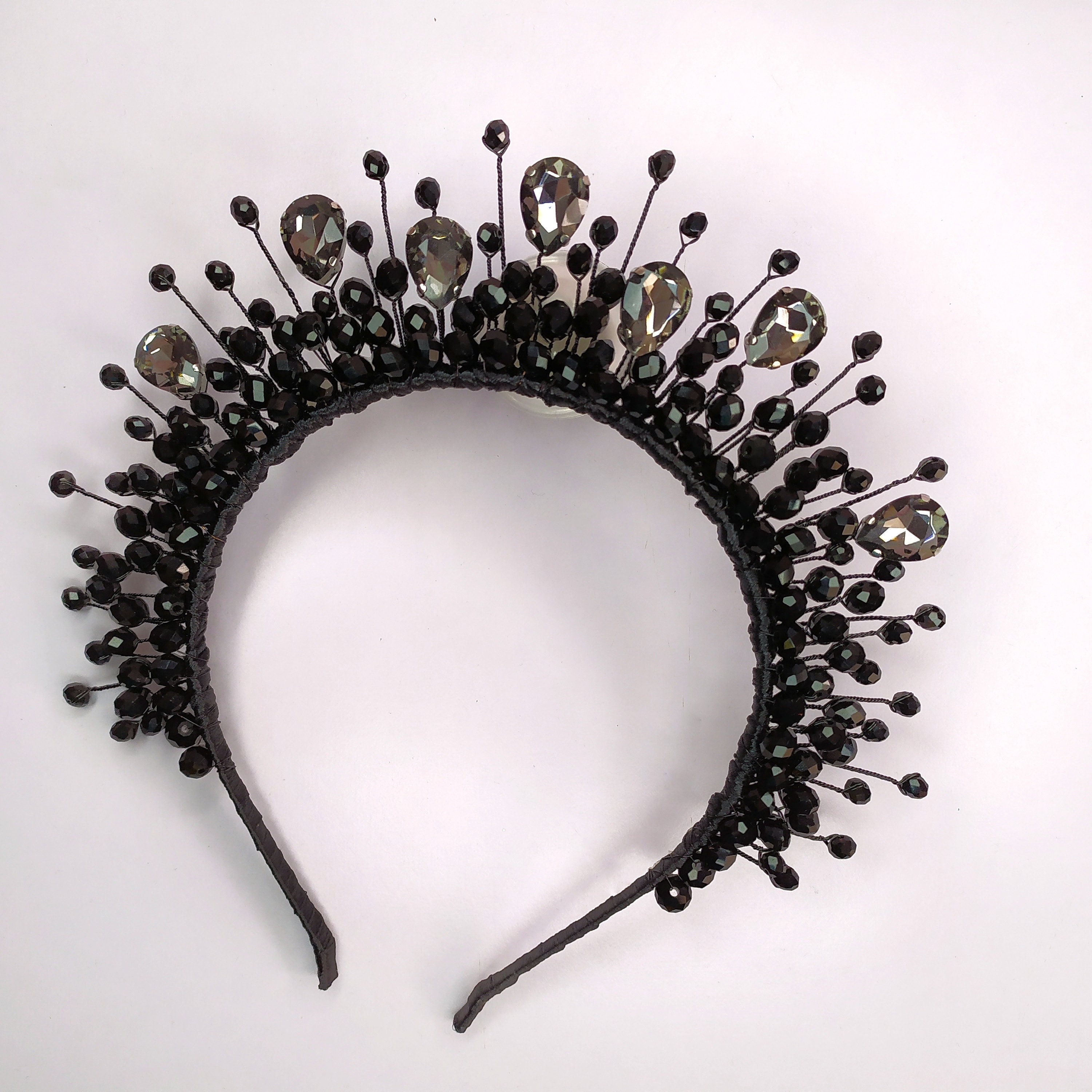 Black Crystal Crown Goth Wedding Crown Black Bridal Tiara Etsy
