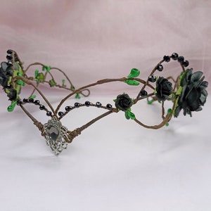 Black elven tiara Woodland elf crown Gothic crown wedding Elven wedding circlet Fairy crown for woman