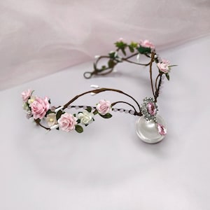 Elf crown blush pink Elven headpiece  Elven fairy crown Woodland elven crown Elven circlet Elf tiara