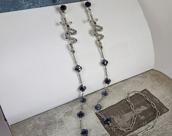 Gothic eyeglass chain with swords and serpents Black glasses chain witchy Gothic jewelry Stainless steel sunglasses chain Brillenkette
