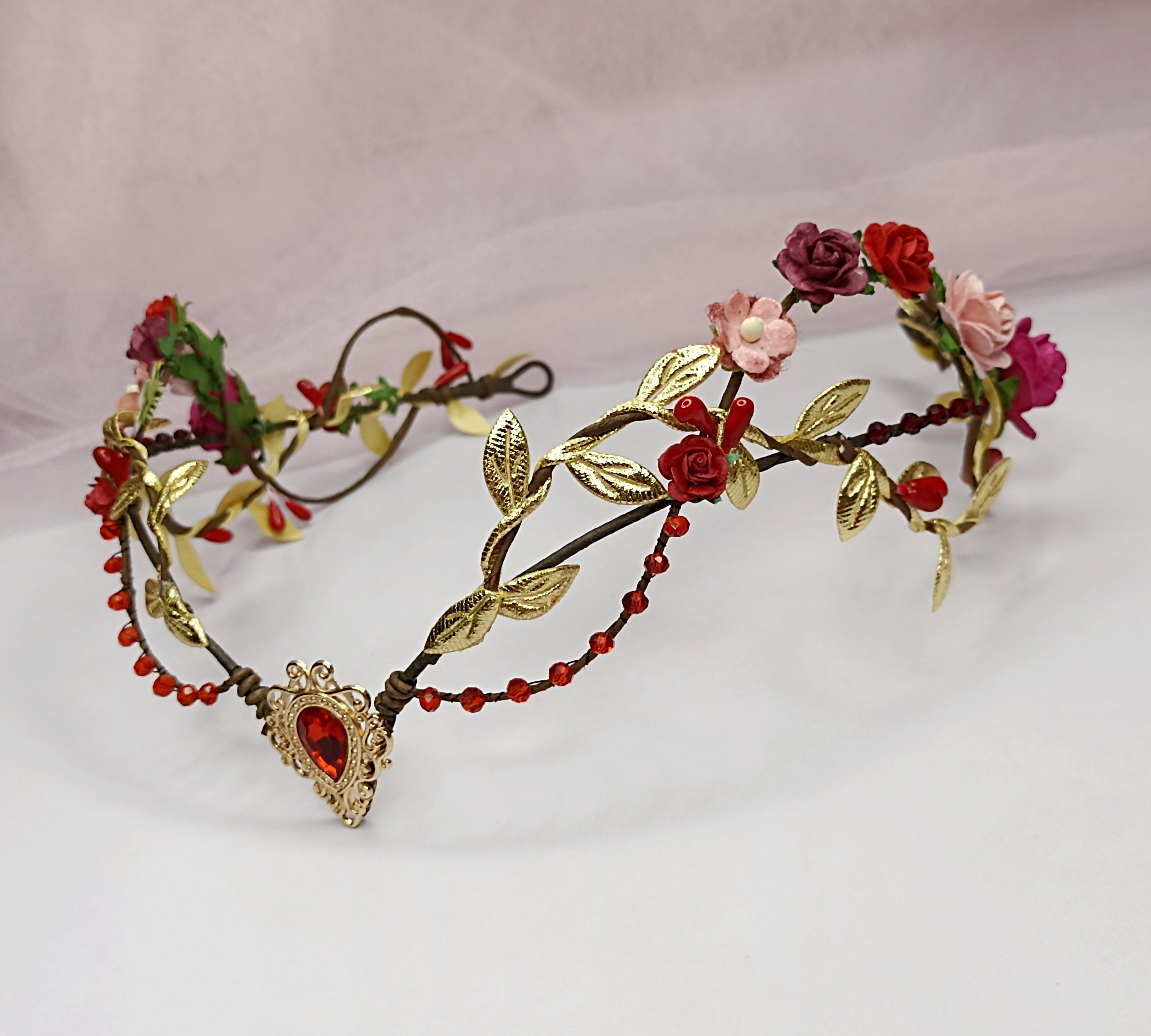 Couronne De Fleurs Elfique Avec Ruban Réglable - Diadème Féerique Pour Cosplay, Mariage Ou Halloween