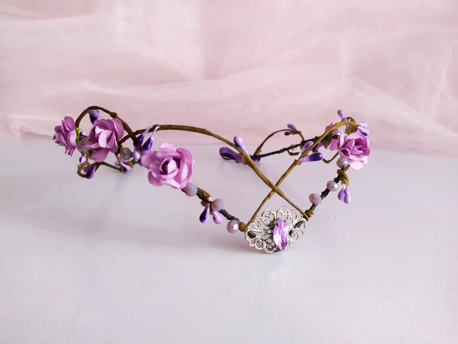 Purple Elf Crown Woodland Elven Crown Elven Circlet Elf Tiara Etsy