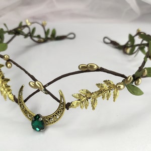 Gold moon headpiece Moon tiara Elven fairy crown Halloween wedding headpiece Gothic circlet