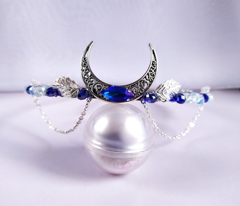 Moon Crown Moon Tiara Pagan Headpiece Fantasy Headdress Fairy Etsy