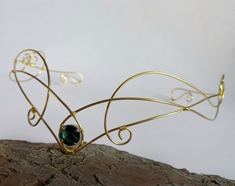 Gold elven wedding tiara Elvish circlet Elf tiara Elven headpiece