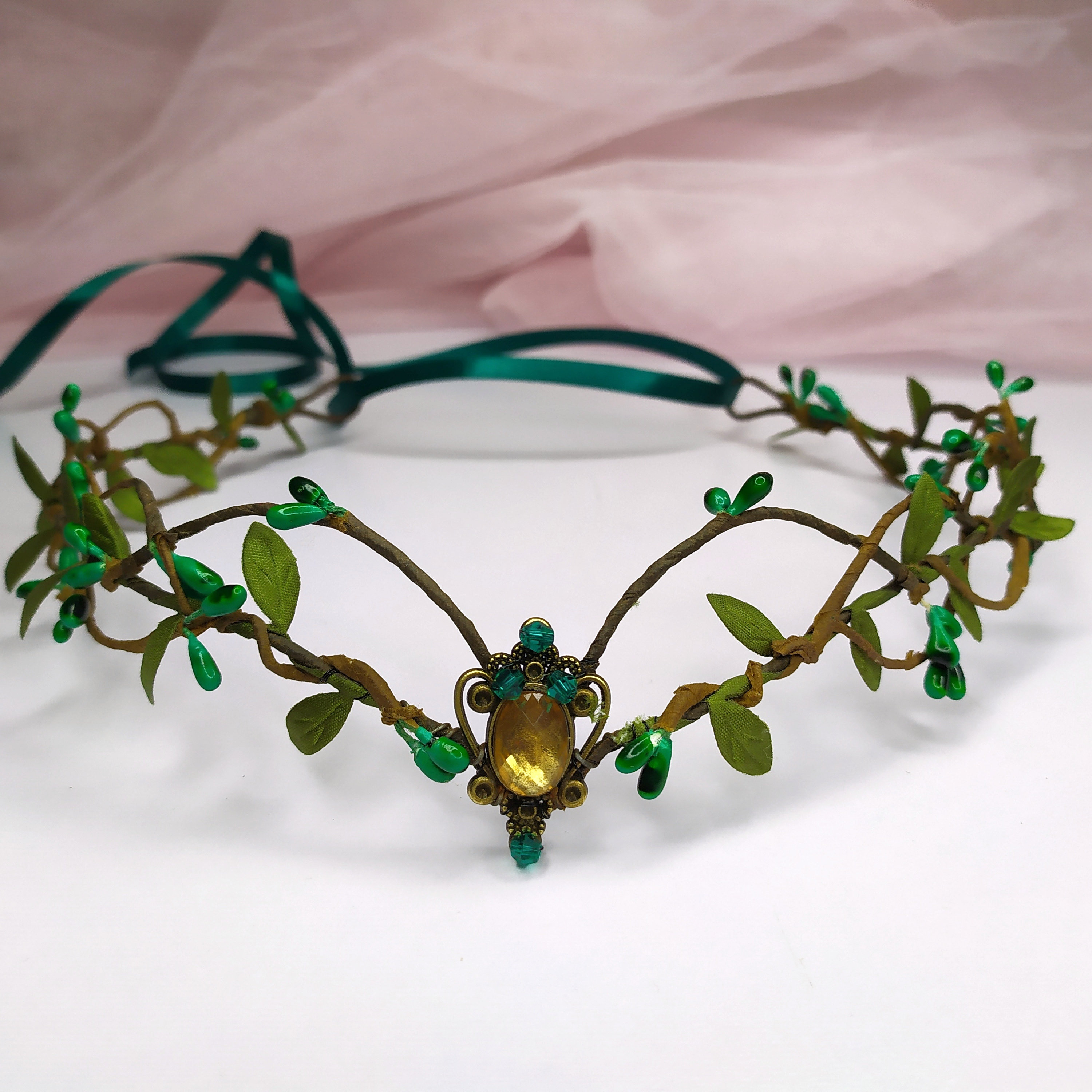 Woodland Elven Crown Green Elf Fairy Crown Elven Tiara Elven Etsy
