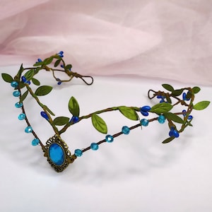 Blue elf crown Elven headpiece Woodland elven crown Elven circlet Elf tiara Elven fairy crown