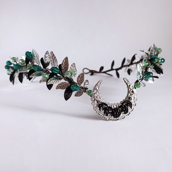 Elven wedding tiara, Fairy crown, Moon goddess crown, Gothic headpiece, Elven hair accessories, Elvish circlet