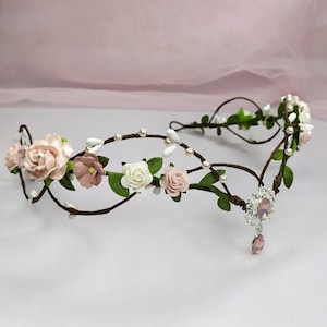 Blush pink elf crown Elven fairy crown Elf tiara Elven circlet