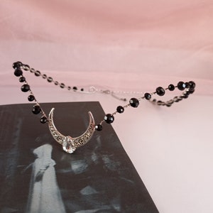 Black moon crown Moon tiara Elven fairy crown Elf circlet  Gothic wedding crown