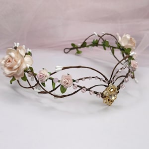 Blush pink elf crown Elven headpiece Woodland elven crown Elven circlet Elf tiara Elven fairy crown