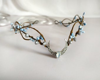 Moon crown Woodland elven circlet Moon tiara Elven fairy crown Moon headpiece