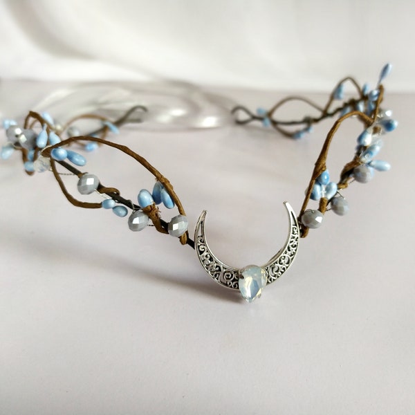 Moon crown Woodland elven circlet Moon tiara Elven fairy crown Moon headpiece