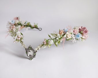 Couronne de fleurs de fée couronne elfique pour femme diadème elfique mariage accessoires de cosplay elfe