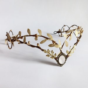 Waldelfenkrone Gold-Elfen-Tiara Elfen-Hochzeitskrone Feen-Kopfschmuck Elfen-Tiara Elfen-Reif