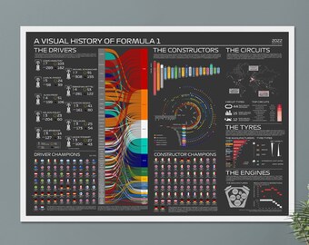Visual History of Formula 1 : 2022 Edition Statistical Infographic Wall Print Poster Art