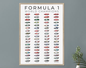 Formula 1 All Time World Champions Statistical Infographic Wall Print Poster Art