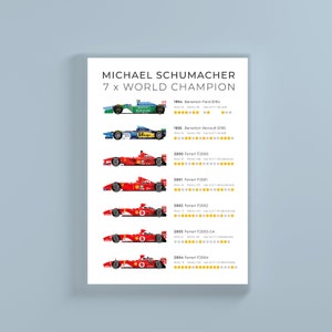 Michael Schumacher 7 x World Champion Statistical Infographic Wall Print Poster Art
