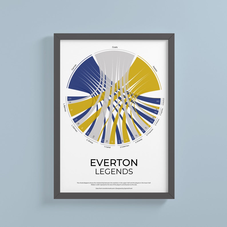 Everton Football Club Legends Chord Diagram Statistical Infographic Wall Print image 2