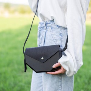 Mini crossbody bag, small thigh bag, black leather bag, black leather crossbody bag, black leather bag small, leather side bag black