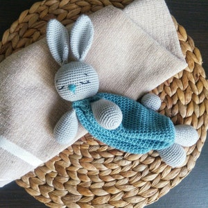 Crochet Bunny Lovey Pattern EN & ES, Cute Bunny Rabbit amigurumi Doll, Security Comfort Blanket Toy, gift for newborn tutorial PDF file image 3