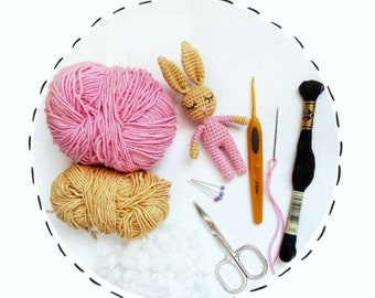 Tiny Bunny Crochet Pattern, einfach für Anfänger Häkelanleitung, helfen Ihnen, niedliche Baby-Kaninchen Amigurumi selbst zu erstellen, gefüllte Mini-Spielzeuge