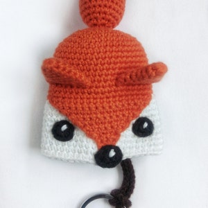 Pattern Crochet Fox key cover EN, Pattern key cozy Fox burnt orange Amigurumi, Crochet accessories, Crochet Gift tutorial PDF file image 5