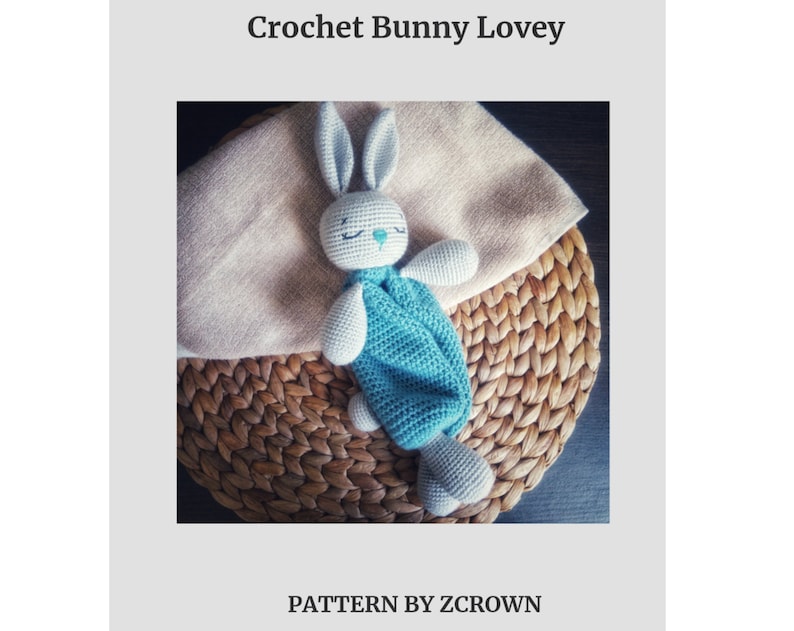Crochet Bunny Lovey Pattern EN & ES, Cute Bunny Rabbit amigurumi Doll, Security Comfort Blanket Toy, gift for newborn tutorial PDF file image 5