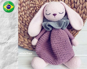 Coelhinha Violet Lovey Receita por AlisiaToys, arquivo PDF tutorial, Receita por AlisiaToys, presente de edredom de para bebê recém-nascido