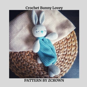 Crochet Bunny Lovey Pattern EN & ES, Cute Bunny Rabbit amigurumi Doll, Security Comfort Blanket Toy, gift for newborn tutorial PDF file image 4