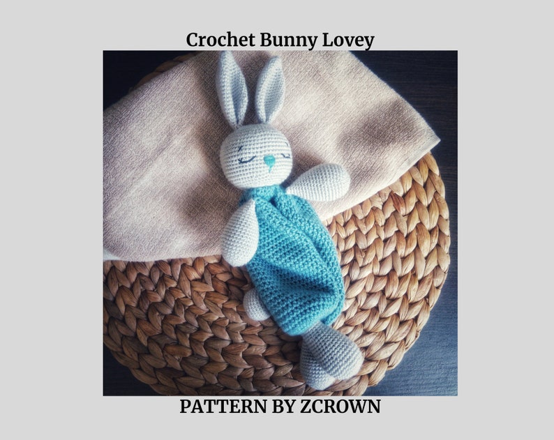 Crochet Bunny Lovey Pattern EN & ES, Cute Bunny Rabbit amigurumi Doll, Security Comfort Blanket Toy, gift for newborn tutorial PDF file image 4