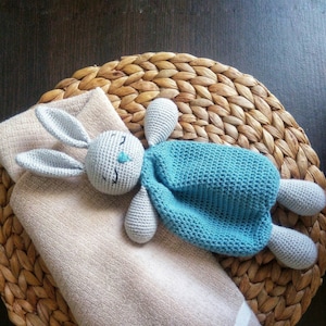 Crochet Bunny Lovey Pattern EN & ES, Cute Bunny Rabbit amigurumi Doll, Security Comfort Blanket Toy, gift for newborn tutorial PDF file image 6