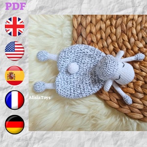 Schema all'uncinetto per agnello Lovey, schema amigurumi facile per pecore, giocattolo di sicurezza e comfort, regalo per neonati (file PDF tutorial)