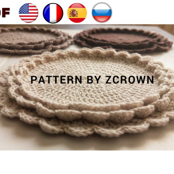 Crochet Doilies Pattern, Coffee Time Doily, Tea time Crochet coasters, crochet rug pattern, hygge Crochet Home Decor (tutorial PDF file)