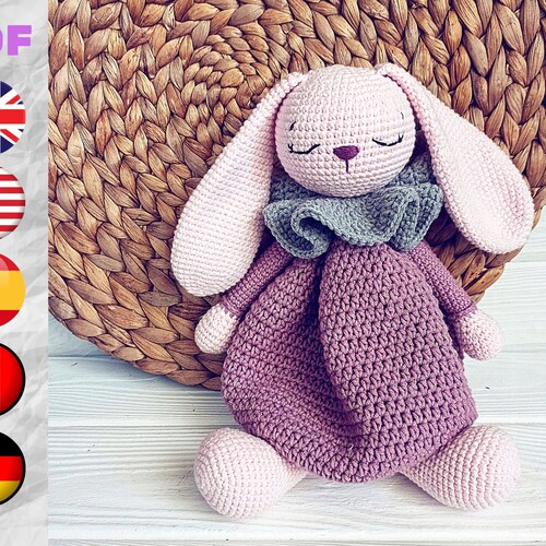Bunny Lovey Crochet Pattern Bunny Violet Lovey Baby Blanket Etsy