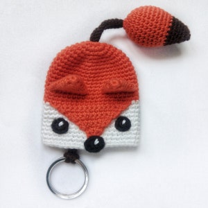 Pattern Crochet Fox key cover EN, Pattern key cozy Fox burnt orange Amigurumi, Crochet accessories, Crochet Gift tutorial PDF file image 3