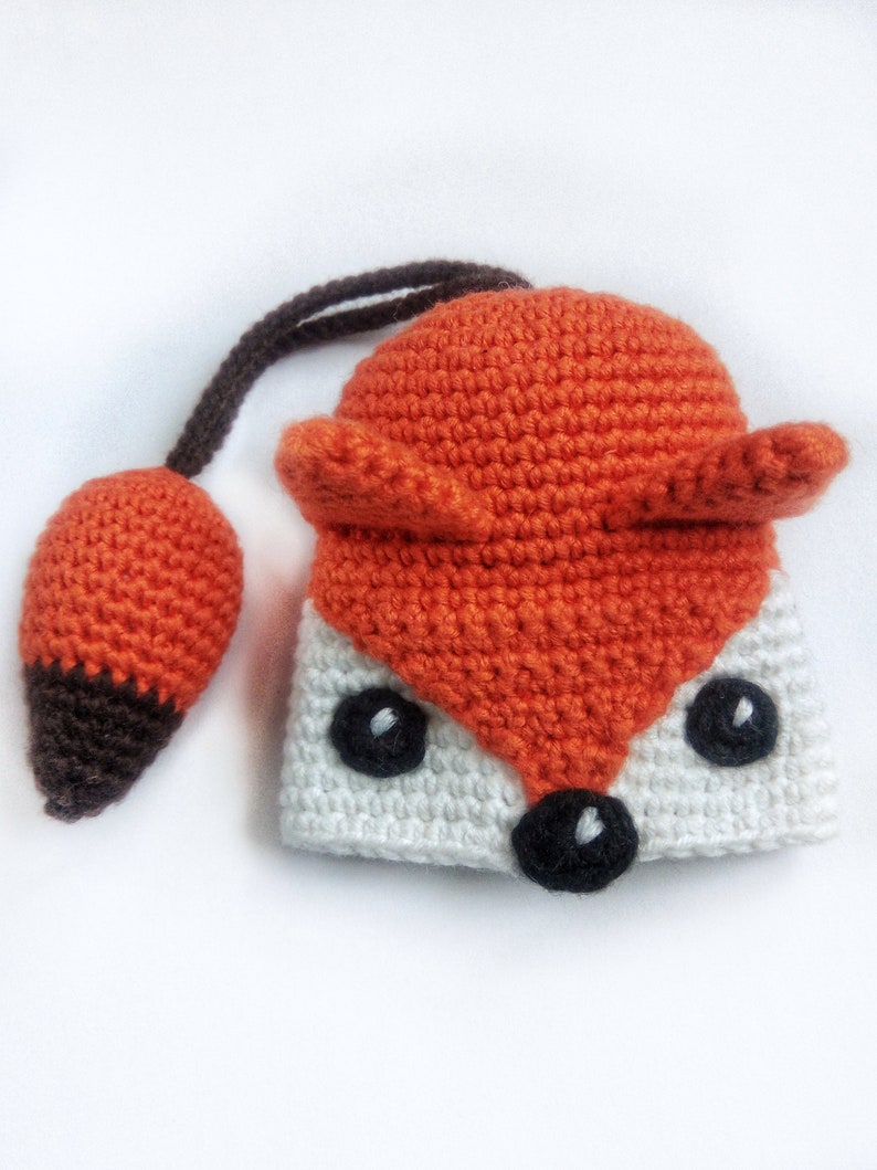 Pattern Crochet Fox key cover EN, Pattern key cozy Fox burnt orange Amigurumi, Crochet accessories, Crochet Gift tutorial PDF file image 4